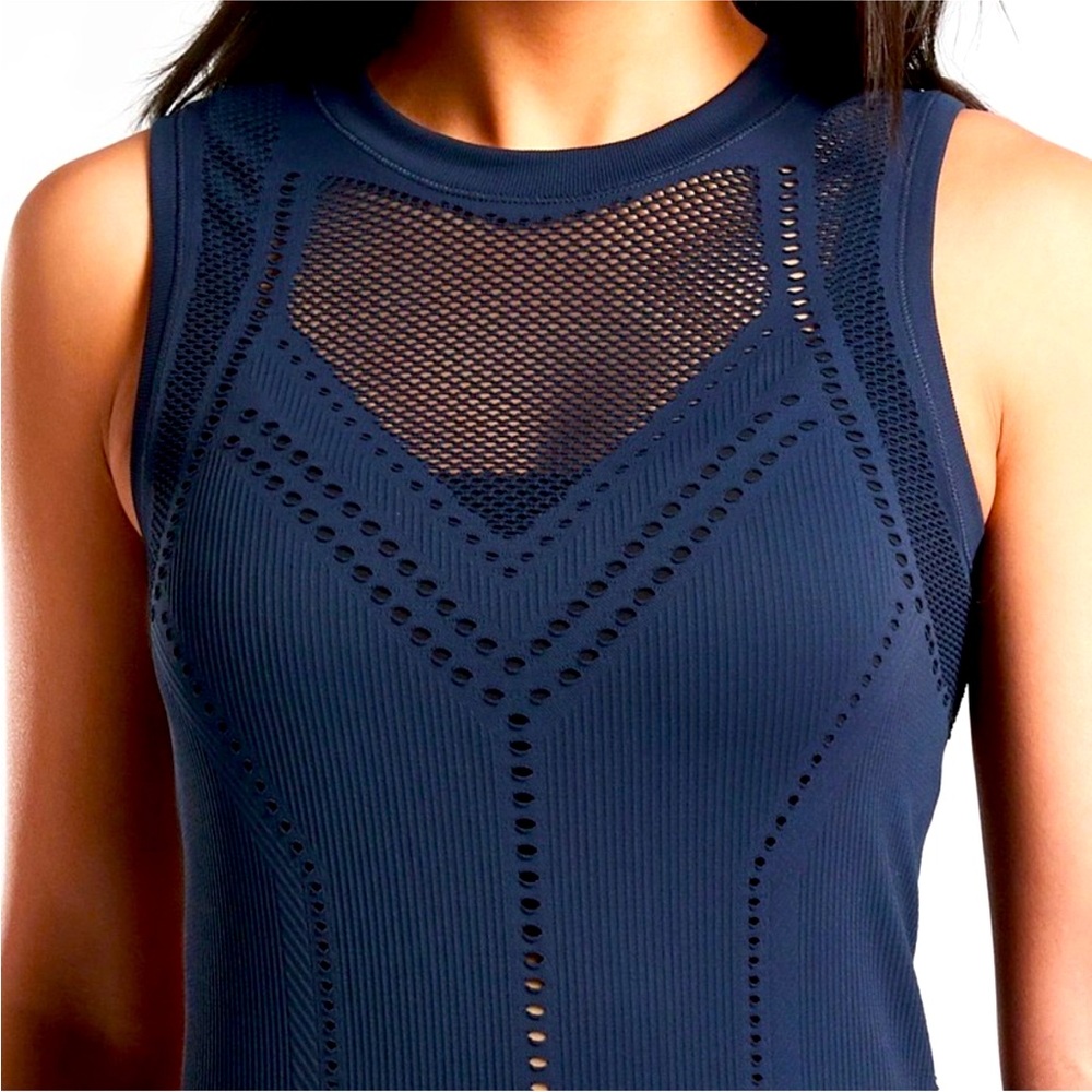 Athleta Oxygen‎ Tank Navy Blue Two Toned Size XS Long Line